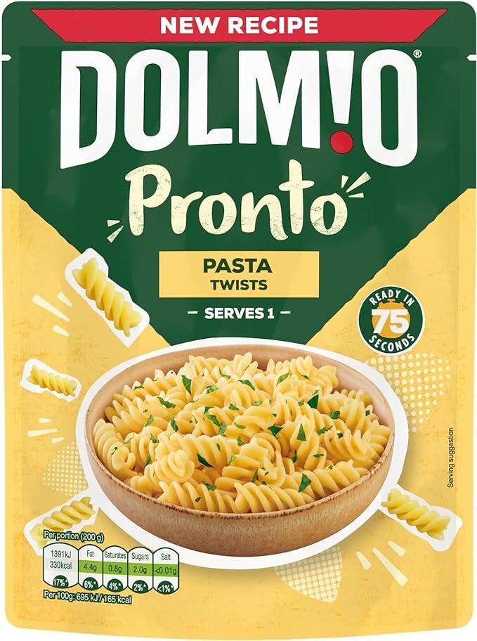 Dolmio Pasta Twists Microwave Fusili Pasta, Bulk Multipack 6 x 200g