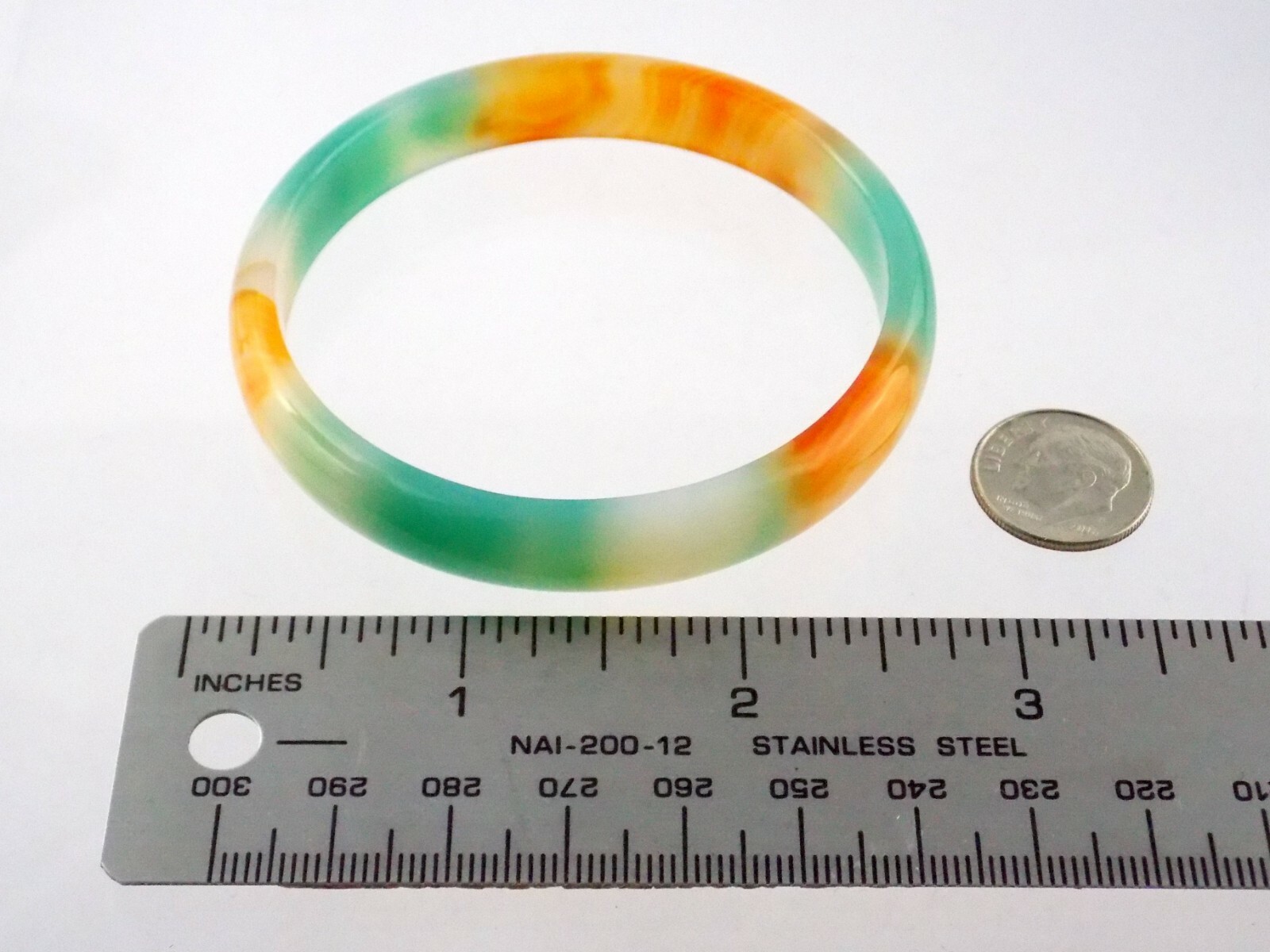 Multi Color Blue White Orange Solid Agate Bangle … - image 6