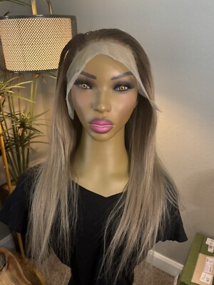 Ash Blonde Rooted Indian Hair Lace Front Wig Natural Wave 13x4