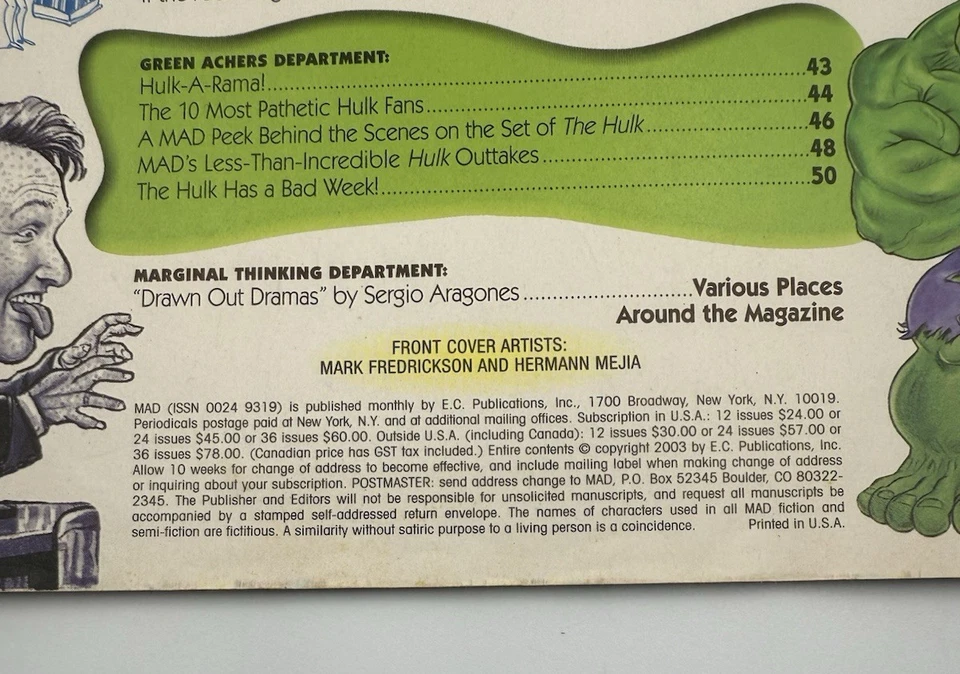 MAD Magazine Issue #431 – July 2003 "MAD Gets the Hulk" Edition - Image 4 of 4