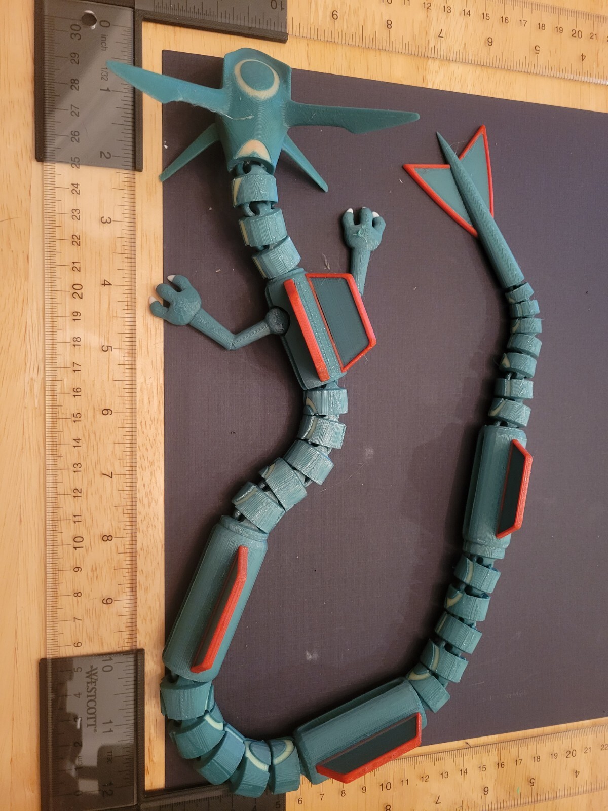 Articulated Pokémon Rayquaza Dragon 3D Printed Fully Colored Yellow Stripes