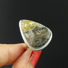 Natural Jasper Pear Gemstone 925 Sterling Silver Ring Size-7.75 US