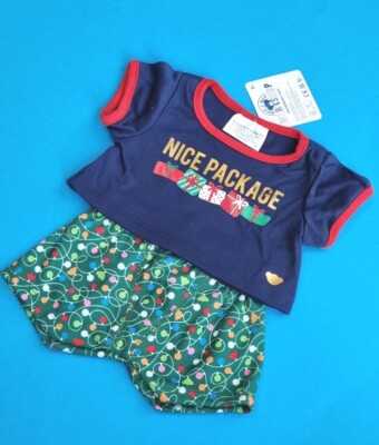Build A Bear schönes Paket T-Shirt & Boxershorts Weihnachten Outfit Jungen Kleidung neu mit Etikett 