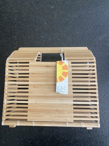 C&C California Bamboo Women's NWT Handbag Purse Open Top Rectangle Shape Unique - Picture 2 of 5