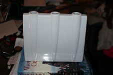 SCULPTURAL 3-Hole/Triple VASE Geometric/Modern ARCHITECTURAL Gray Ceramic