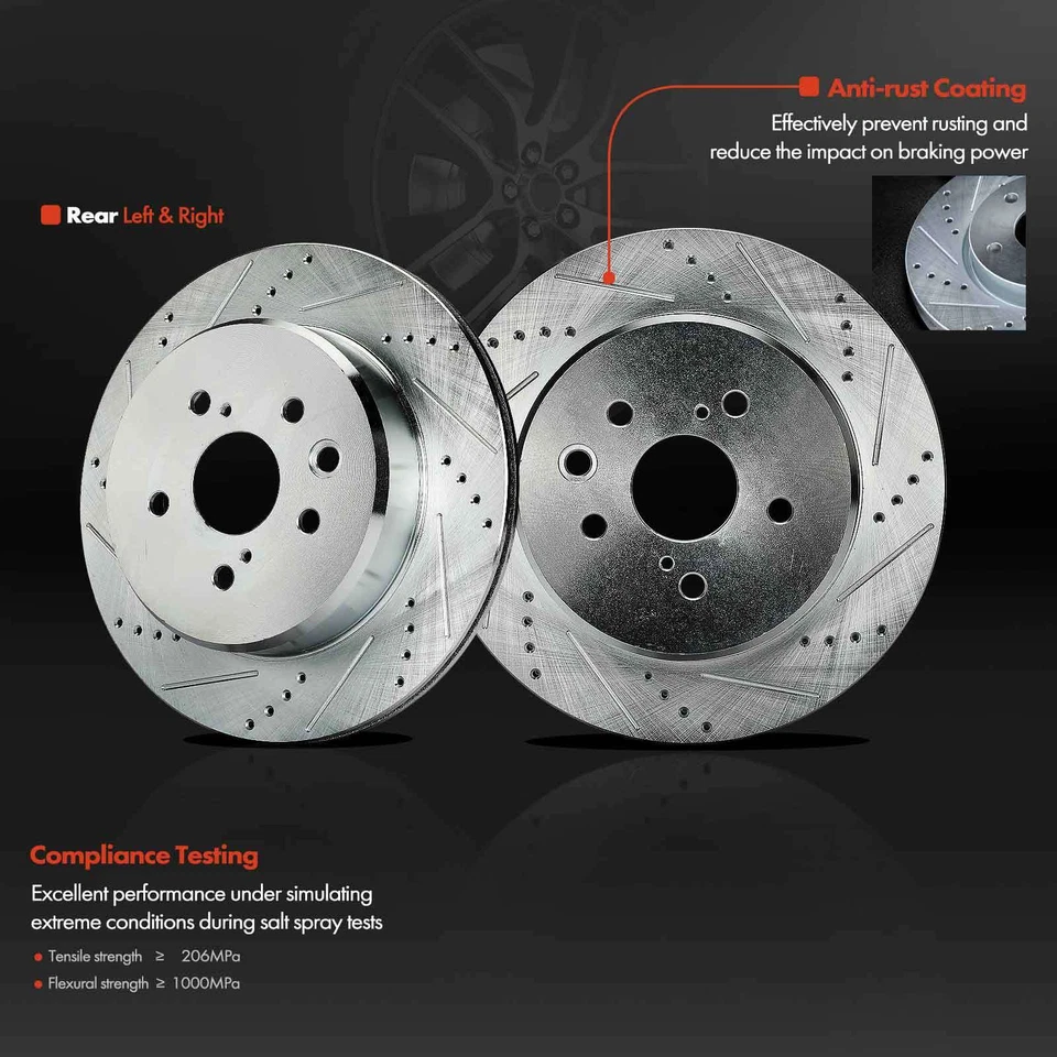 2x Rotores de freno perforados para Lexus IS300 2016-2020 GS350 GS450h IS350 RC300 trasero Foto 2 de 4