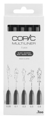 COPIC Fineliner MULTILINER schwarz 5er Set