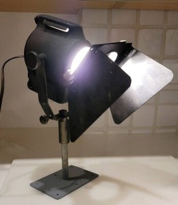 Three Working Vintage Stage, Theater Lighting Spotlights and 2 heavy Stands
