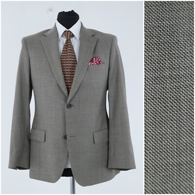 Herren Super 100s Wolle Blazer 38R UK Größe TRIAL Grau Sport Mantel Jacke
