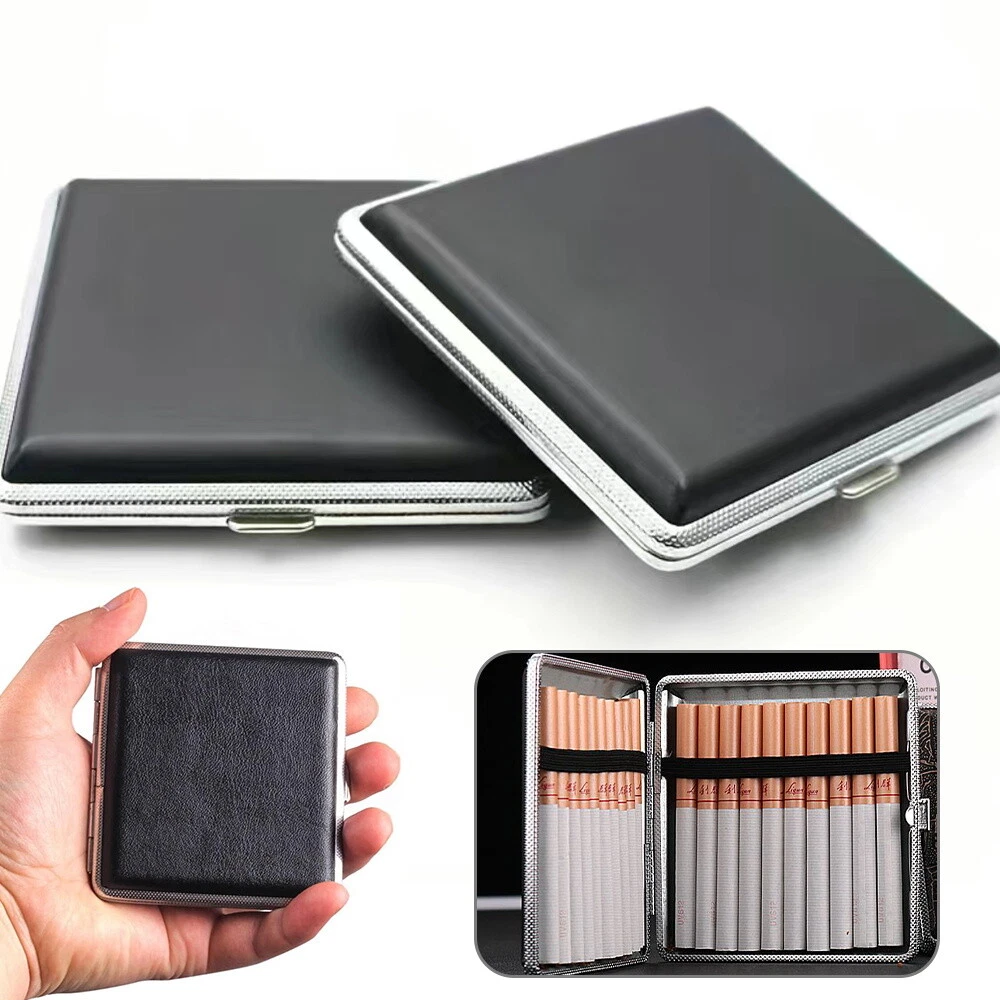 Metal Cigarette Case for Women Men Slim Box Holds 20 Cigarettes 84mm with Spring - Picture 1 of 12
