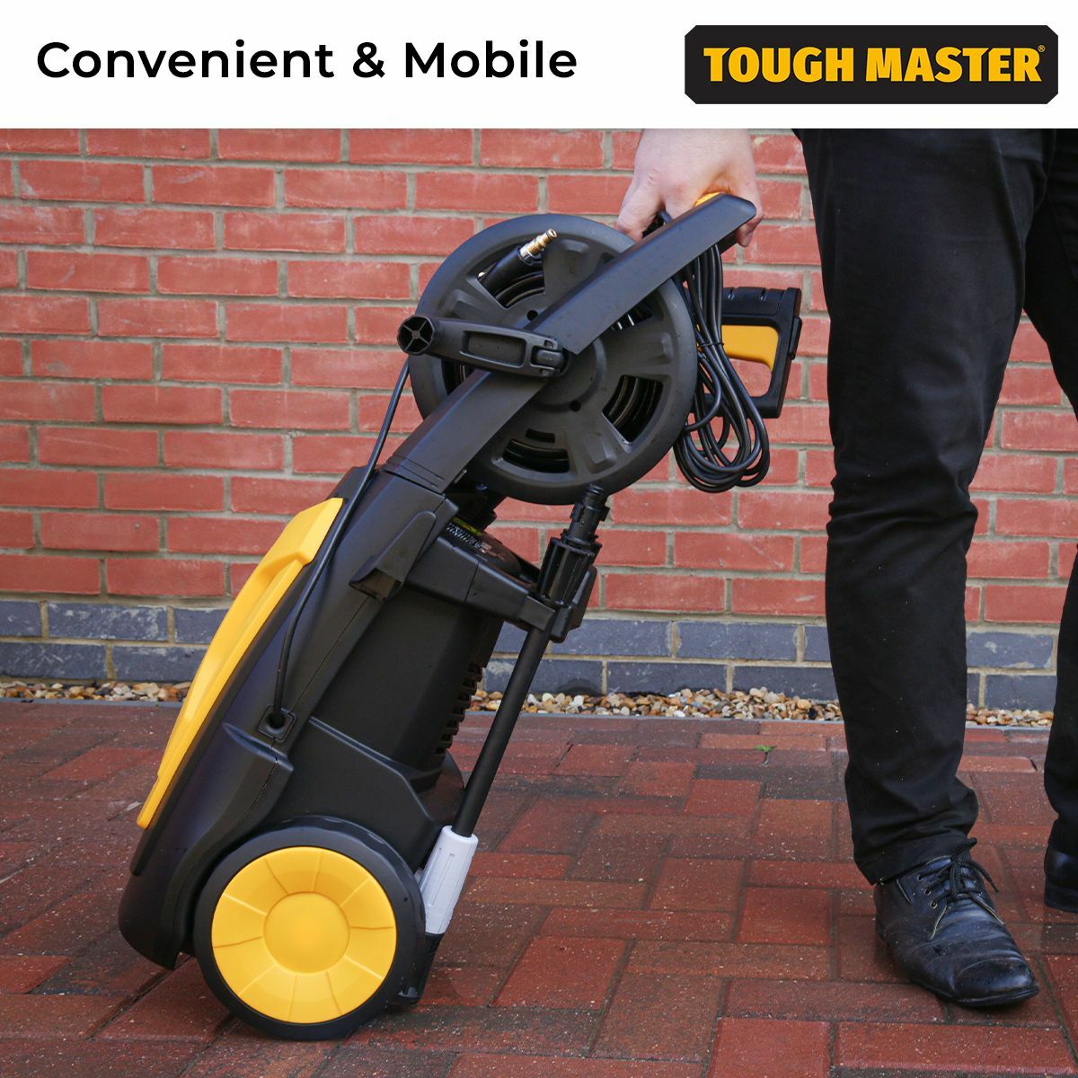 Electric Pressure Washer Jet Wash Patio Cleaner 140BAR High Power 2 Wheels 1800W 5060279872819