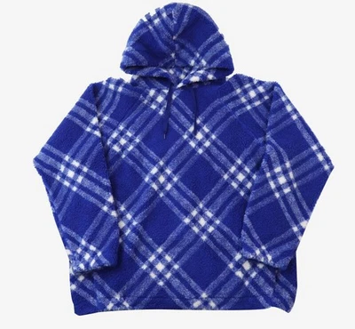 Burberry Checked Fleece Hoodie Blue XL 8077523 154406462 [P] - Photo 1/4