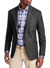 Michael Kors Mens Classic Fit Herringbone Sport Coat 40 Regular Charcoal Blazer