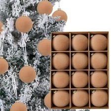 12pcs Christmas Tree Hanging Decoration 2.4Inch Velvet Christmas Ornaments Ba...