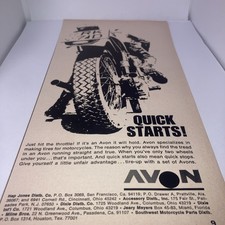 Avon Tires Vintage Print Ad 1970 5.5”X11” Motorcycle Tires VGC EP3
