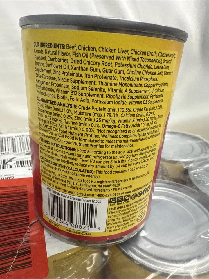11 cans Wellness Complete Health Beef & Chicken Wet Canned Cat Food BB 09/2027 - Image 3 of 4