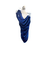 Blue Velvet One Shoulder Ruched Dress Medium Cocktail Party