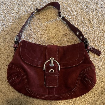 RARE Coach SoHo Shoulder Bag Dark Red Suede Vintage Y2K Buckle