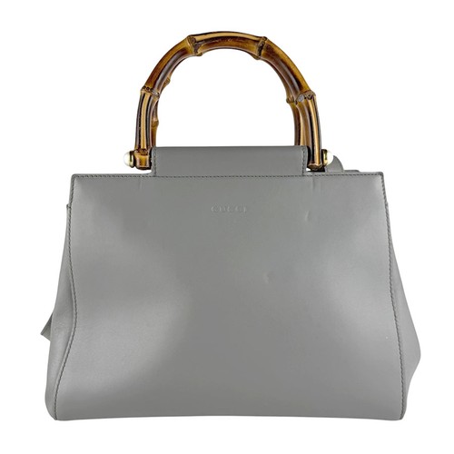Auth GUCCI Handbag  Shoulder Bag  gray leather z10187