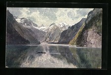Künstler-AK Edward Harrison Compton: Königssee mit Gebirgslandschaft 