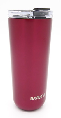 (1) David's Tea FAVORITE TUMBLER METAL BURGUNDY Hot Cold Cup w/ Straw 20oz New