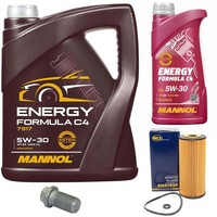 MotoröL Filter Set 5W30 C4 API SN 6 Liter + Schraube FüR Mercedes A-Klasse W169