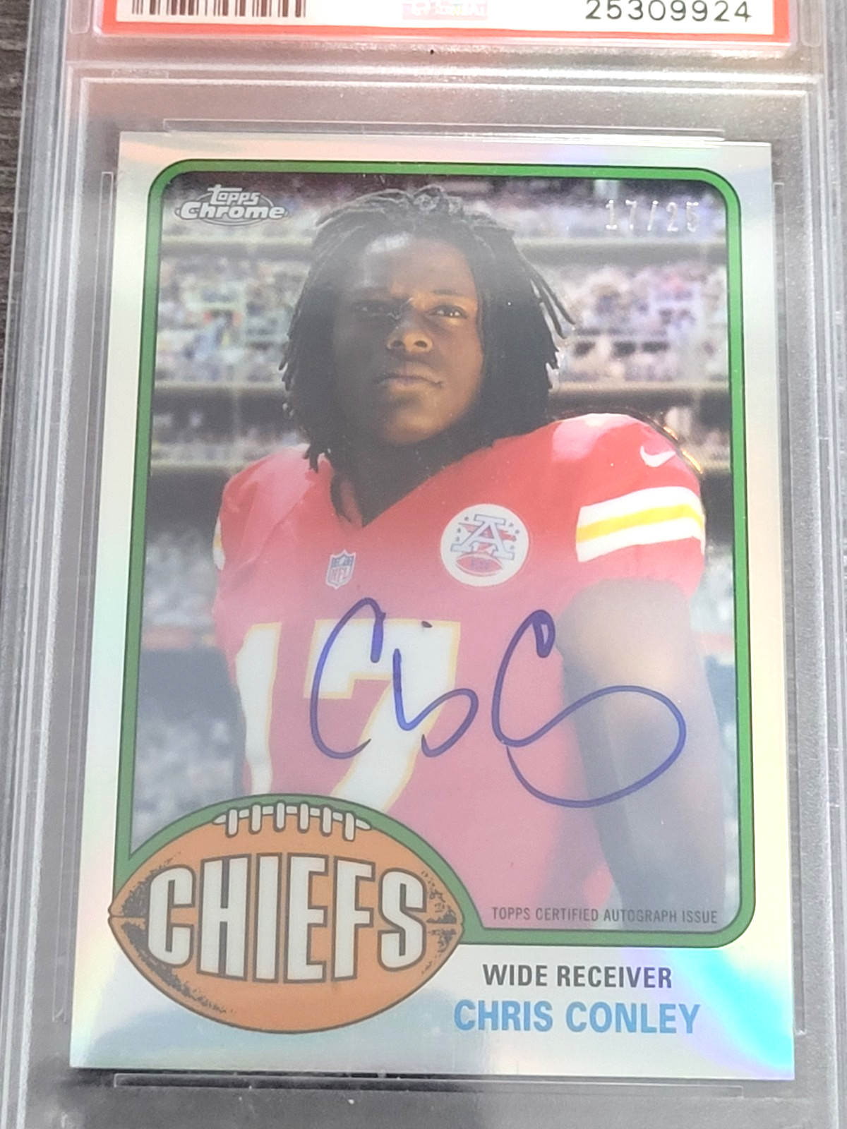 2015 Topps Chrome 1976 Topps Design Chris Conley #76-CC Rookie Auto PSA 9 RC /25 view 3