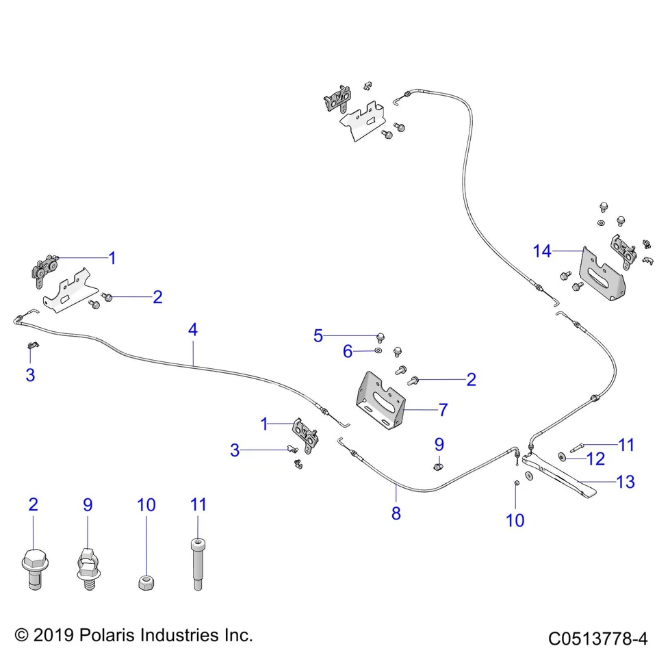 Polaris Rear Hood Latch Cable Assembly, for Slingshot Models - 2637334 - Image 2 of 2
