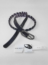 Nine West 29-33" NEW Belt Faux Snake Black Glittery Braided Gunmetal Buckle