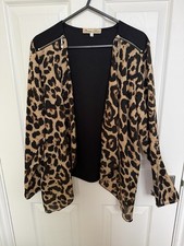 Leopard Print Black Kimono Cardigan Cover Up Cameo Rose Size 10 evening work