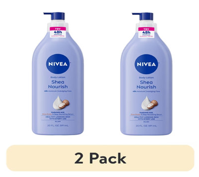 NIVEA Shea Nourish Body Lotion with Shea Butter & Hyaluronic Acid 16.9Oz 2 Pack
