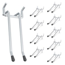 10 PCS 4 Inch Double Arm Pegboard Hooks 1/4 Inch Metal Utility 40lb Holder