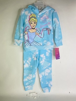 Disney Princess Cinderella Tie Dye Hoodie Top Jogger Pants Outfit Set Girls 2T