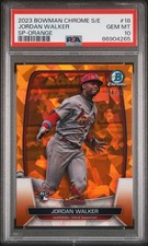 2023 Bowman Chrome Sapphire Jordan Walker Image Variation Orange /75 SP PSA 10