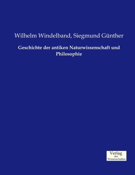 Geschichte Der Antiken Naturwissenschaft Und Philosophie Wilhelm Windelband-image