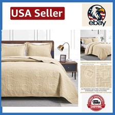 Durable California King Size Quilt Set with Coin Pattern   Perfect for Families