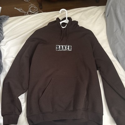 Baker Hoodie Mens Medium Brown Small Logo Skateboard Fleece Pullover Sweatshirt