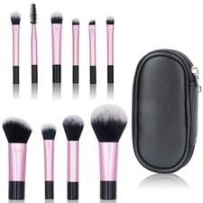 JELIEE 10 Pcs Travel Makeup Brush Set Black Mini Makeup Brushes with Makeup B...