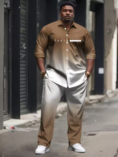 Men's Outfit 2 Piece Set Shirt  Pants Suit PLUS SIZE BIG 4XL