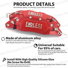 Endless Style Brake Caliper Covers Pair Red New Universal Fit Jdm Look
