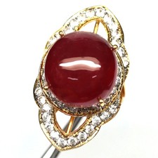 Ready to Ship 925 Sterling Silver 16 x 17 mm. Red Ruby Zircon Ring Size 7.5