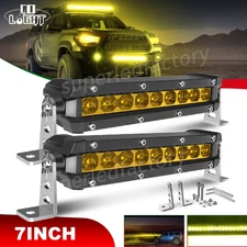 2x 7" 320W Amber LED Work Light Bar Spot Flood Driving Fog OffRoad 4WD UTV 6"