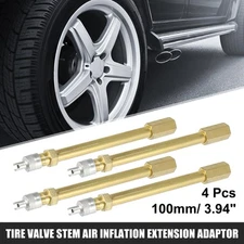 4pcs 100mm Brass Wheel Tire Valve Extender Stem Extension Inflation Stright Pole