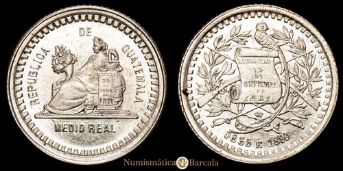 República de Guatemala 1/2 Real (1,54g) 1880 KM-155.1 UNC