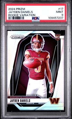 PSA 9 2024 Prizm Rookie Variation Silver #17 JAYDEN DANIELS RC Commanders