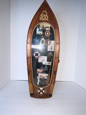 Vintage Fishing Boat Shadow Box Hidden Key Storage Cabinet Estate Sale Find!