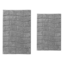 Knightsbridge Stylish New Tile Design Cotton Bath Rug 21" X 34" Silver