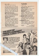 Vintage 1982 The BEST of THREE'S COMPANY Magazine AD~LUCILLE BALL~John Ritter