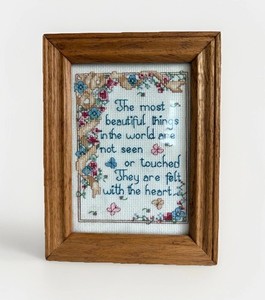 Framed Needlepoint Completed Bucilla Counted Cross Stitch Cottagecore Vintage