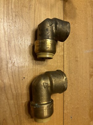 (2) Brass 90-Degree Elbow Fitting-1/2'' Push Fit X 1/2'' NPT Female